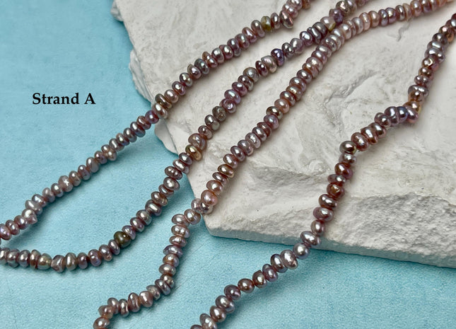 2x3 mm Natural Mauve Pink Tiny Potato Button Pearl Genuine Freshwater Seed Pearl Beads #P3385