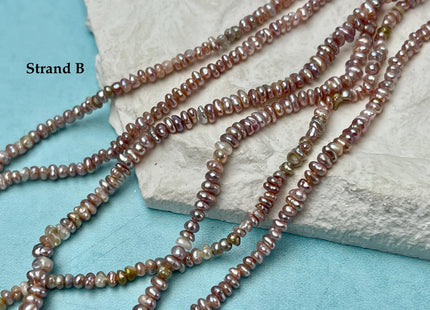 2x3 mm Natural Mauve Pink Tiny Potato Button Pearl Genuine Freshwater Seed Pearl Beads #P3385