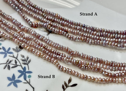 2x3 mm Natural Mauve Pink Tiny Potato Button Pearl Genuine Freshwater Seed Pearl Beads #P3385