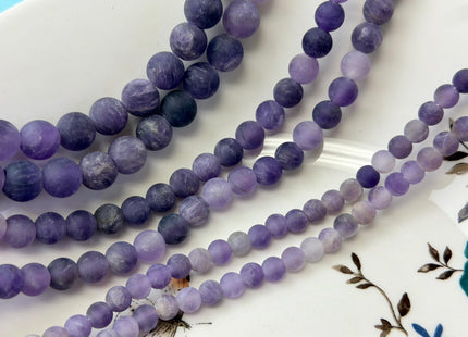 6mm 8mm 10mm Large Hole Natural Color Round Matte Amethyst Gemstone Beads Hole Size 2.0mm Natural Purple Amethyst 14-14.5 Inches #2842