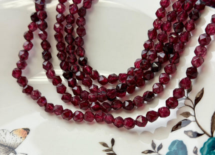 6 mm Faceted Star Cut Red Garnet Gemstone Beads 14.5 Inches Strand 62 Beads #4803