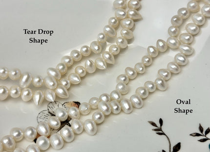 6x8 mm AAA Natural White Top Drilled Oval or Tear Drop Rice Shape Freshwater Pearls Dancing Pearl Beads #P3388