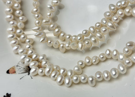6x8 mm AAA Natural White Top Drilled Oval or Tear Drop Rice Shape Freshwater Pearls Dancing Pearl Beads #P3388
