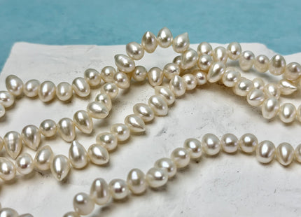 6x8 mm AAA Natural White Top Drilled Oval or Tear Drop Rice Shape Freshwater Pearls Dancing Pearl Beads #P3388