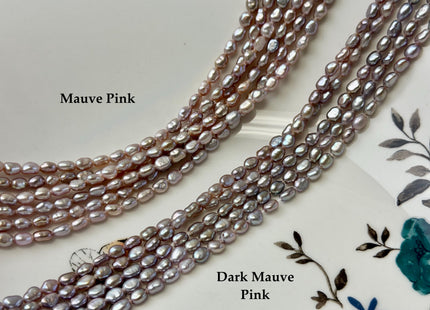 3.5x5 mm AAA Natural Dark Mauve Pink Color Rice Nugget Freshwater Pearl Beads High Luster Smooth Pearls 75 Beads #P3389