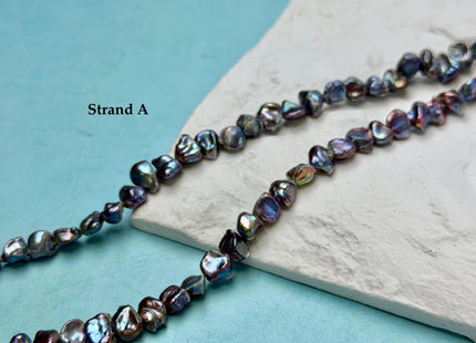 7-15 mm Blue Peacock Keshi Freshwater Pearl Beads Center Drilled Keshi Beads #P3392