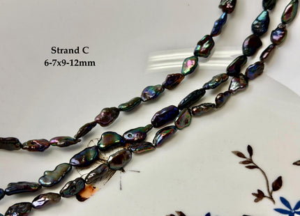 5-6x9-13 mm Dark Peacock Brown Color Freshwater Pearl Keshi Rice Nugget Beads High Luster Nugget Pearls #P3391