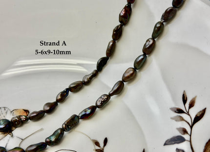 5-6x9-13 mm Dark Peacock Brown Color Freshwater Pearl Keshi Rice Nugget Beads High Luster Nugget Pearls #P3391