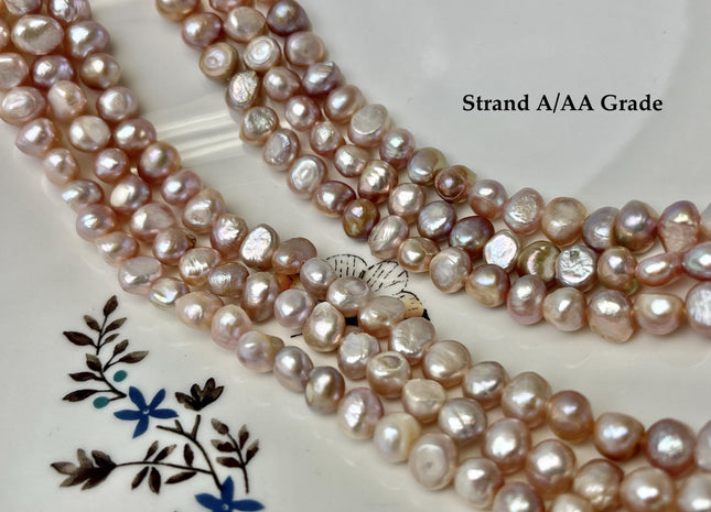 7-9mm Natural Mauve Pink Seaweed Color Nugget Freshwater Pearls #P3387
