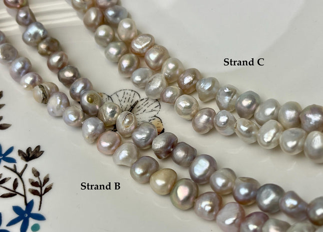 7-9mm Natural Mauve Pink Seaweed Color Nugget Freshwater Pearls #P3387