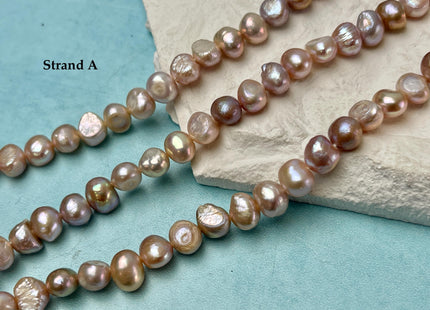 7-9mm Natural Mauve Pink Seaweed Color Nugget Freshwater Pearls #P3387