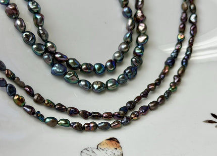 5-6x7-9 mm Dark Peacock Brown Color Freshwater Pearl Keshi Rice Nugget Beads High Luster Nugget Pearls #P3390