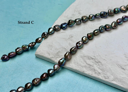 5-6x7-9 mm Dark Peacock Brown Color Freshwater Pearl Keshi Rice Nugget Beads High Luster Nugget Pearls #P3390