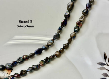 5-6x7-9 mm Dark Peacock Brown Color Freshwater Pearl Keshi Rice Nugget Beads High Luster Nugget Pearls #P3390