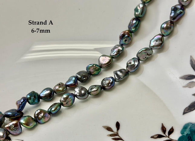 5-6x7-9 mm Dark Peacock Brown Color Freshwater Pearl Keshi Rice Nugget Beads High Luster Nugget Pearls #P3390
