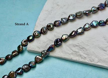 5-6x7-9 mm Dark Peacock Brown Color Freshwater Pearl Keshi Rice Nugget Beads High Luster Nugget Pearls #P3390