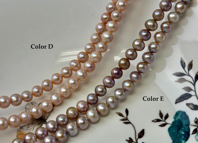 7 mm AA Natural Mauve Pink Seaweed Potato Freshwater Pearls High Luster 57 Beads #P3393