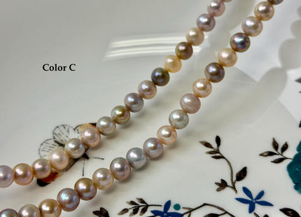 7 mm AA Natural Mauve Pink Seaweed Potato Freshwater Pearls High Luster 57 Beads #P3393