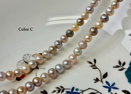 7 mm AA Natural Mauve Pink Seaweed Potato Freshwater Pearls High Luster 57 Beads #P3393