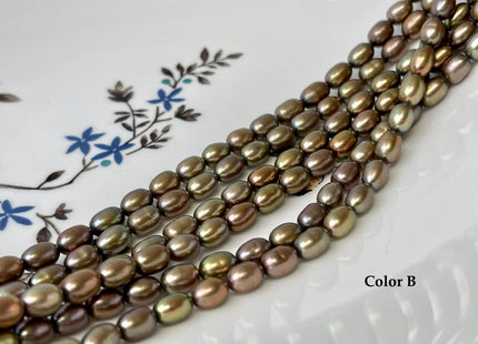 5x7 mm AAA Copper Brown Green Taupe Color Freshwater Rice/Oval Pearls High Luster Pearl Beads #P3384