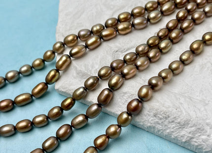 5x7 mm AAA Copper Brown Green Taupe Color Freshwater Rice/Oval Pearls High Luster Pearl Beads #P3384