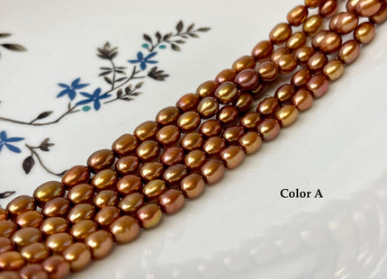 5x7 mm AAA Copper Brown Green Taupe Color Freshwater Rice/Oval Pearls High Luster Pearl Beads #P3384