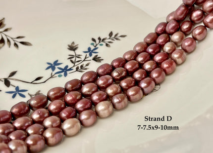 6.5-7.5x8-10 mm Burgundy Red Color Rice/Oval Freshwater Pearl Beads Freshwater Pearls #P3383