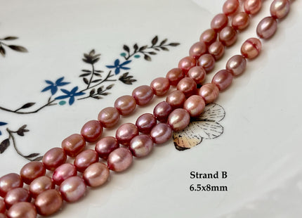 6.5-7.5x8-10 mm Burgundy Red Color Rice/Oval Freshwater Pearl Beads Freshwater Pearls #P3383