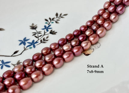 6.5-7.5x8-10 mm Burgundy Red Color Rice/Oval Freshwater Pearl Beads Freshwater Pearls #P3383