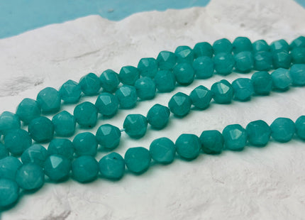 8 mm Faceted Star Cut Blue Green Color Quartz Gemstone Beads 15 Inches Strand 46 Beads #4805