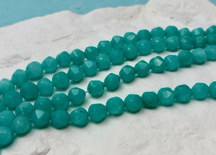 8 mm Faceted Star Cut Blue Green Color Quartz Gemstone Beads 15 Inches Strand 46 Beads #4805