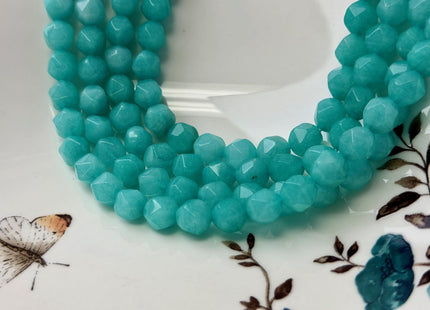 8 mm Faceted Star Cut Blue Green Color Quartz Gemstone Beads 15 Inches Strand 46 Beads #4805