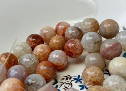 18 mm Smooth Round Natural Fire Carnelian Agate Orange Red Color Gemstone 7.5 Inches Strand 11 Beads #4806
