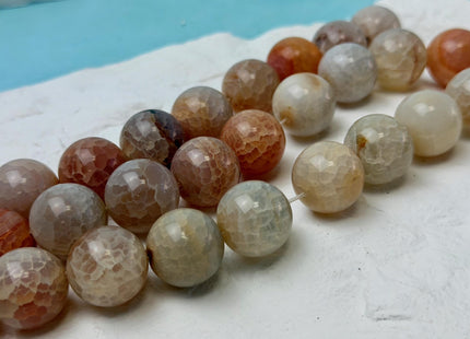 18 mm Smooth Round Natural Fire Carnelian Agate Orange Red Color Gemstone 7.5 Inches Strand 11 Beads #4806