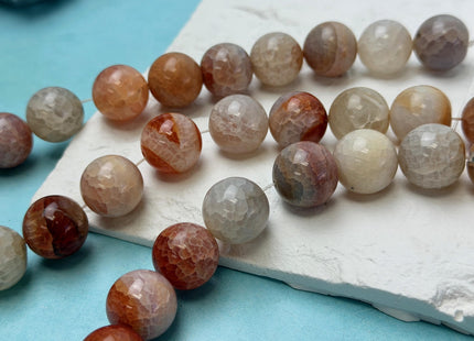18 mm Smooth Round Natural Fire Carnelian Agate Orange Red Color Gemstone 7.5 Inches Strand 11 Beads #4806