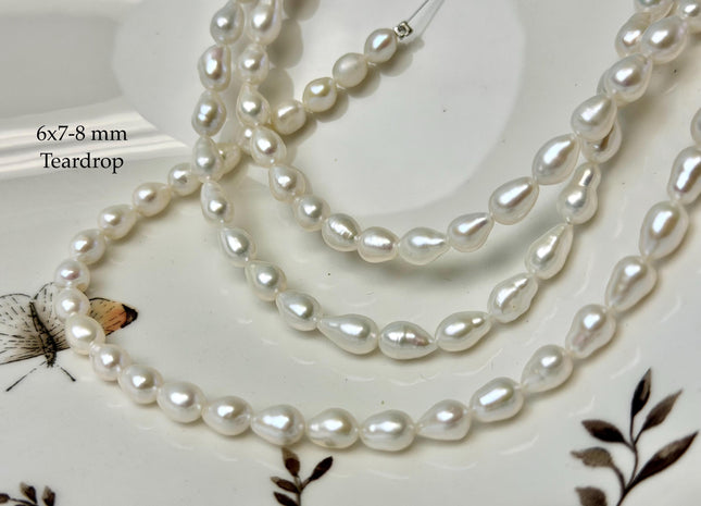 5-6x6-7 mm AAA Natural White High Luster Baby Edison Baroque Freshwater Pearl Beads Genuine Tear Drop Shape Small Edison Pearls #P1820