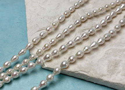 5-6x6-7 mm AAA Natural White High Luster Baby Edison Baroque Freshwater Pearl Beads Genuine Tear Drop Shape Small Edison Pearls #P1820
