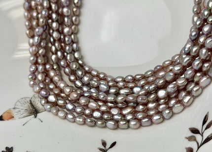 5x6 mm AAAA Natural Dark Mauve Pink Color Rice Nugget Freshwater Pearl Beads High Luster Smooth Pearls 63 Pieces #P3331