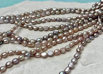 5x6 mm AAAA Natural Dark Mauve Pink Color Rice Nugget Freshwater Pearl Beads High Luster Smooth Pearls 63 Pieces #P3331