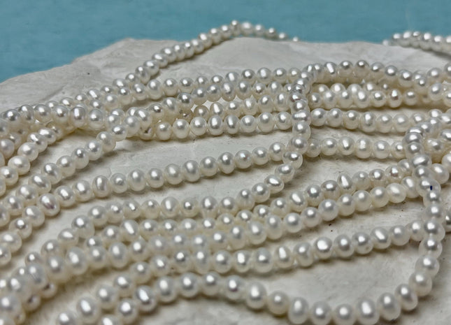 3.5-4 mm AA Tiny Seed Natural White Potato Freshwater Pearl Beads Genuine Tiny Freshwater Pearl Beads 93 Pieces #1372