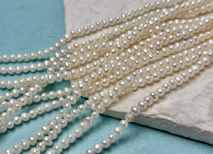 3.5-4 mm AA Tiny Seed Natural White Potato Freshwater Pearl Beads Genuine Tiny Freshwater Pearl Beads 93 Pieces #1372
