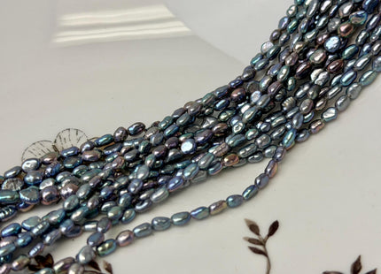 3x4 mm 3.5x5 mm AAA Rainbow Peacock Color Rice Nugget Freshwater Pearl Beads Genuine High Luster Tiny Freshwater Pearl 92 Pieces #P3330