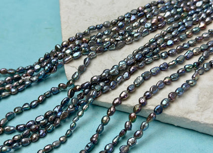 3x4 mm 3.5x5 mm AAA Rainbow Peacock Color Rice Nugget Freshwater Pearl Beads Genuine High Luster Tiny Freshwater Pearl 92 Pieces #P3330