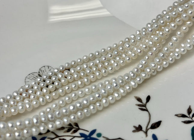3.5-4 mm 4-4.5 mm AAA Tiny Seed Natural White Potato Freshwater Pearl Beads Genuine Tiny Freshwater Pearl Beads 102 Pieces #1007