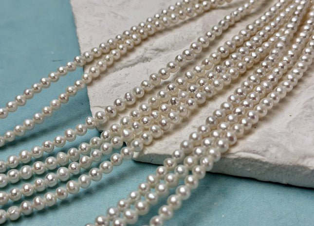 3.5-4 mm 4-4.5 mm AAA Tiny Seed Natural White Potato Freshwater Pearl Beads Genuine Tiny Freshwater Pearl Beads 102 Pieces #1007