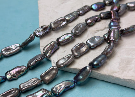 9-10x15-24 mm Peacock Color Keshi Biwa Stick Freshwater Pearl Beads Genuine Super High Luster Unique Keshi Biwa Freshwater Pearl #P3329