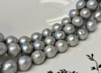 11-14 mm Gray Color Large Baroque Freshwater Pearl Beads High Luster Freshwater Baroque Pearls 29 Pieces #P3328