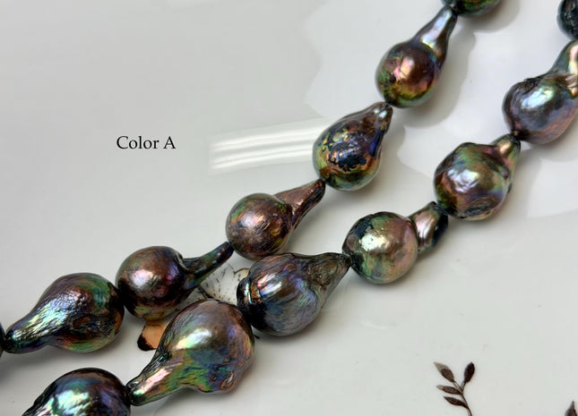 13-16x17-23 mm AA Teardrop Peacock and Greenish Peacock Baroque Freshwater Pearls #P3327