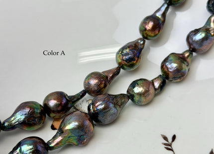 13-16x17-23 mm AA Teardrop Peacock and Greenish Peacock Baroque Freshwater Pearls #P3327