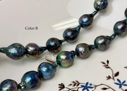 13-16x17-23 mm AA Teardrop Peacock and Greenish Peacock Baroque Freshwater Pearls #P3327